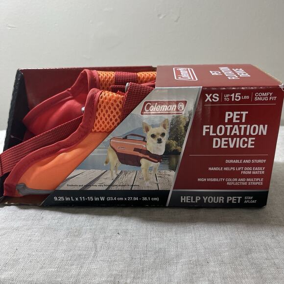 Coleman Dog Life Jacket Vest for Flotation for Pool Boat Beach Lake Orange XS - Picture 1 of 7